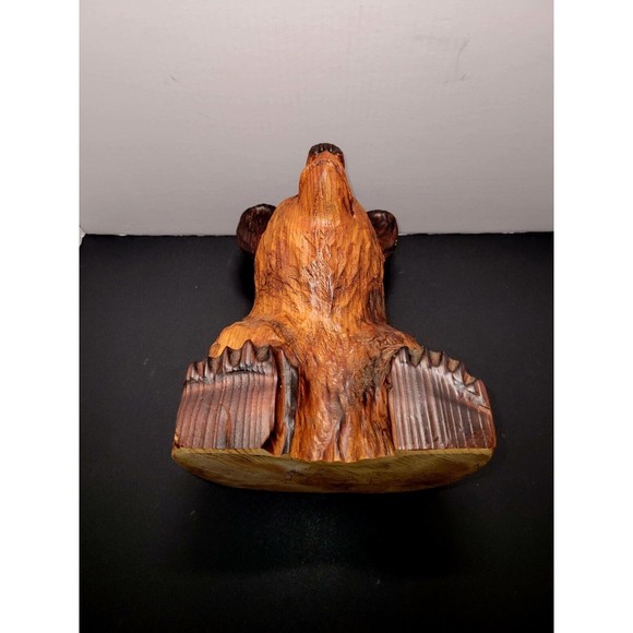 Vintage Hand Carved Bear Solid Wood Marble Eyes Medium 12" Monterey CA Wharf - Picture 16 of 16